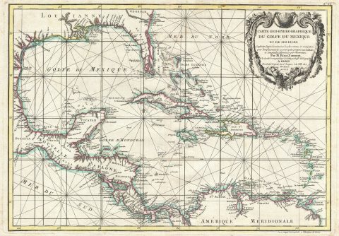 1762 Zannoni Map of Central America and the West Indies ( Caribbean )