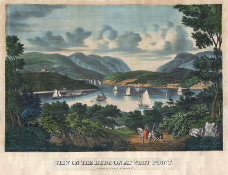 1862 F. Blumner View of West Point Military Academy and the Hudson River