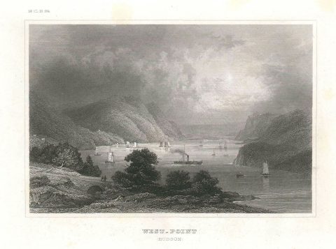 1850 View of West Point, New York and the Hudson River
