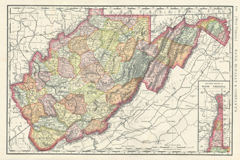1888 Rand McNally Map of West Virginia, United States