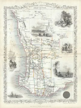 1851 Tallis and Rapkin Map of Western Australia