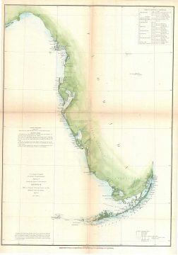 1851 U.S. Coast Survey Chart or Map of Florida