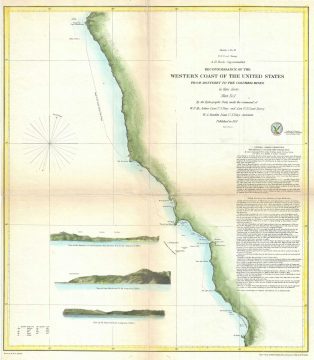 1851 U.S. Coast Survey Map of the Coast of California from Monterey Bay to Cape Mendocino
