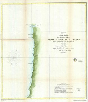1851 U.S. Coast Survey Map or Chart of the Coast of Washington and Oregon