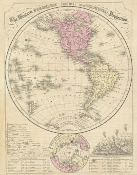 1866 Mitchell Map of the Western Hemisphere