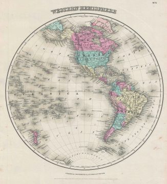 1857 Colton Map of the Western Hemisphere or Americas