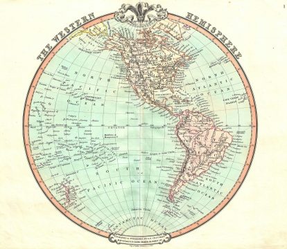 1852 Cruchley Map of the Western Hemisphere