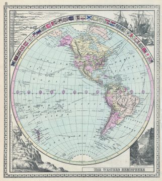 1887 Tunison Map of the Western Hemisphere