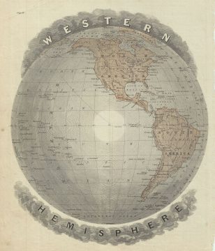 1879 Warren Map of the Western Hemisphere