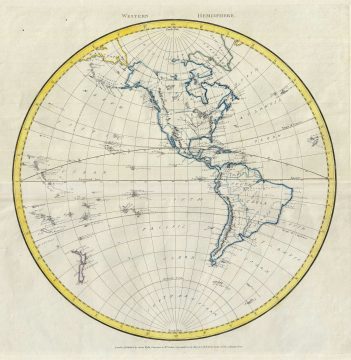 1823 Manuscript Map of the Western Hemishere