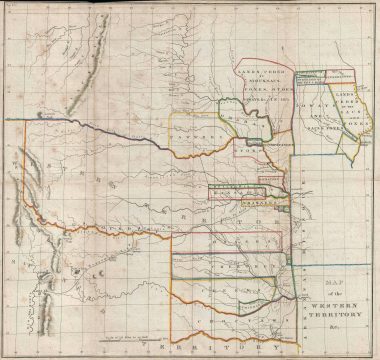 1834 Hood Map of the Indian Lands in Okalahoma, Kansas, and Nebraska