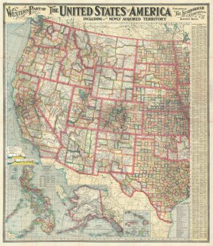 1903 Scarborough Company Map of Western United States w/Philippine Islands