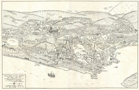 1944 Cumberpatch View or Map of West Point Military Academy, New York