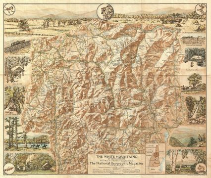 1937 National Geographic Map of the White Mountains