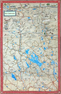 1950 Manuscript Pictorial Painting Map of the White Mountains, New Hampshire
