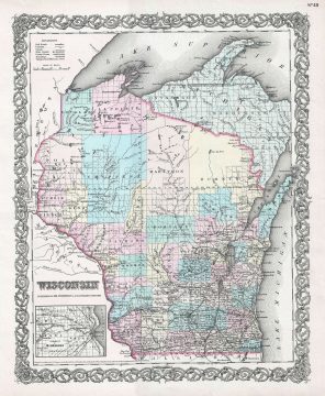1856 Colton Map of Wisconsin