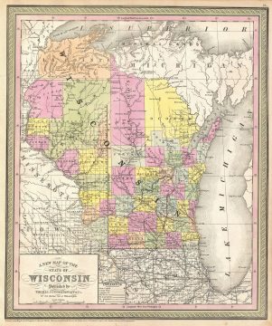 1854 Mitchell Map of Wisconsin