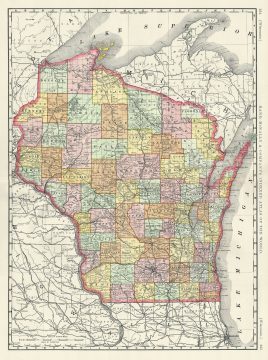 1889 Rand McNally Map of Wisconsin