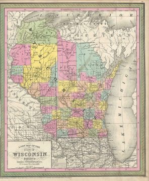 1854 Mitchell Map of Wisconsin