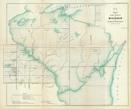 1855 Public Survey Map of Wisconsin and Minnesota