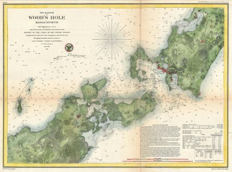 1857 U.S. Coast Survey Map of Woods Hole, Massachusetts