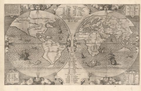 1572 Arias Montanus Map of the World
