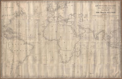 1846 Blachford Blueback Nautical Chart or Map of the World