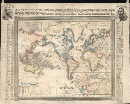 1852 Burr / Chandler Map of the World promoting Trade