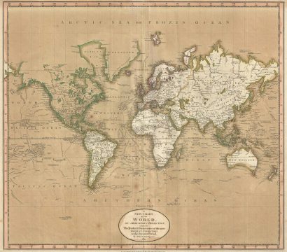 1801 Cary Map of the World on Mercator Projection