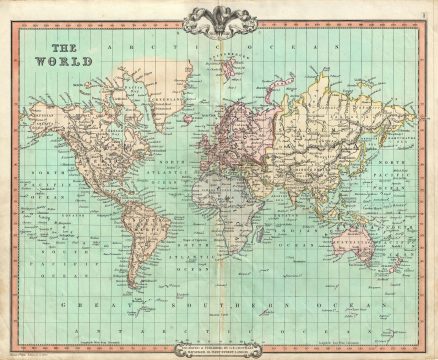 1850 Cruchley Map of The World