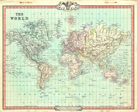 1852 Cruchley Map of The World