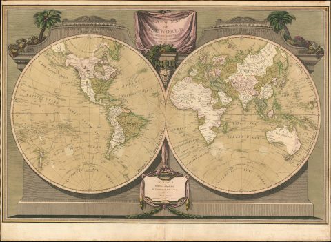 1808 Laurie and Whittle Map of the World in Hemispheres