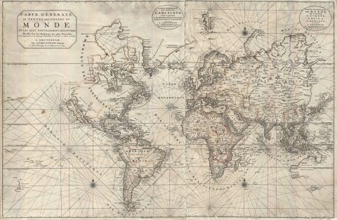1703 Pierre Mortier Nautical Chart or Map of the World (Insular California)