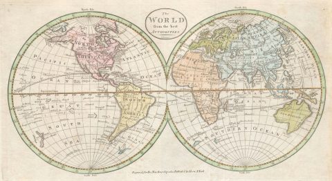 1798 Payne Map of the World (pre 1800 American Map)