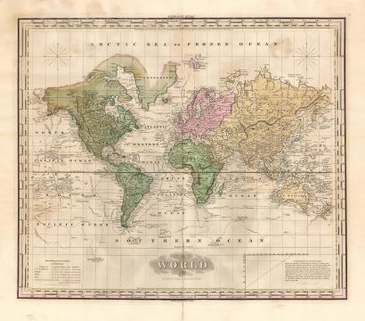 1823 Tanner Map of the World on a Mercator Projection