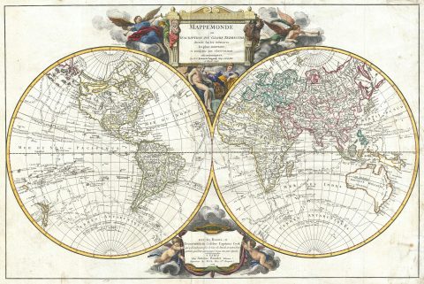 1784 Vaugondy Map of the World on Mercator Projection