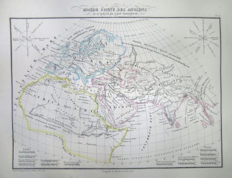 1837 Malte-Brun Map of the World According to the Ancients