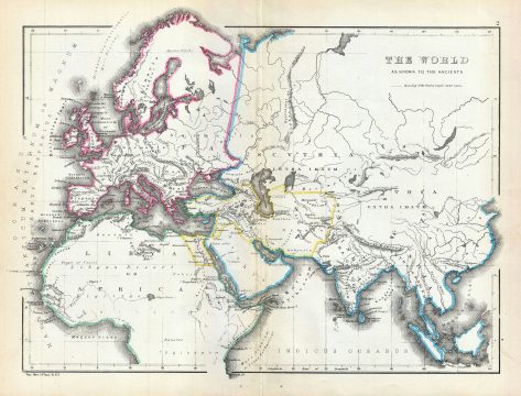 1867 Hughes Map of the World According to the Ancients
