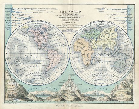 1852 Blackwood Map of the World in Hemispheres