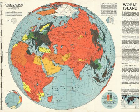 1943 Fortune Magazine Persuasive Map of the World during World War II