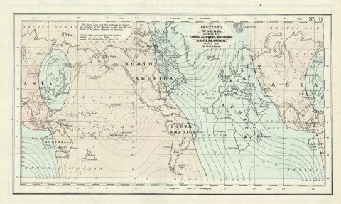 1858 Johnson Map of the World's Magnetic Curves
