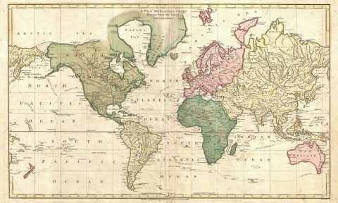 1794 Wilkinson Map of the World on a Mercator Projection