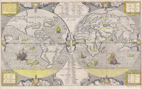 1571 Arias Montanus Map of the World (First map to show Australia?)