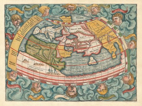 1556 Münster Map of the World According to Ptolemy