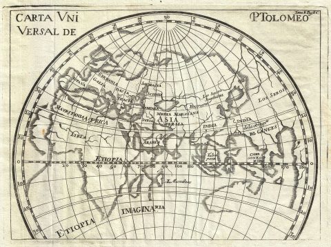 1754 Gabriel Ramirez Map of the World of Ptolemy