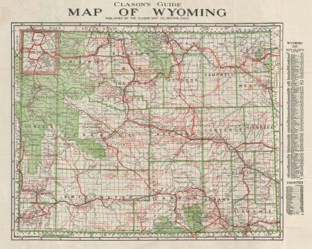 1920 Clason Pocket Map of Wyoming
