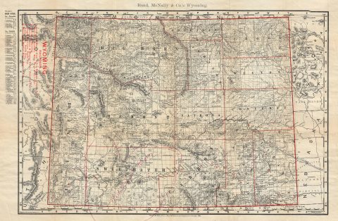 1901 Rand McNally Pocket Map of Wyoming