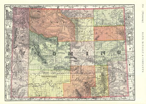 1891 Rand McNally Map of Wyoming