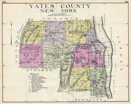 1912 Century Map of Yates County, New York