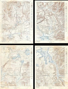 1896 U.S. Geological Survey Map of Yellowstone National Park (4 sheets)